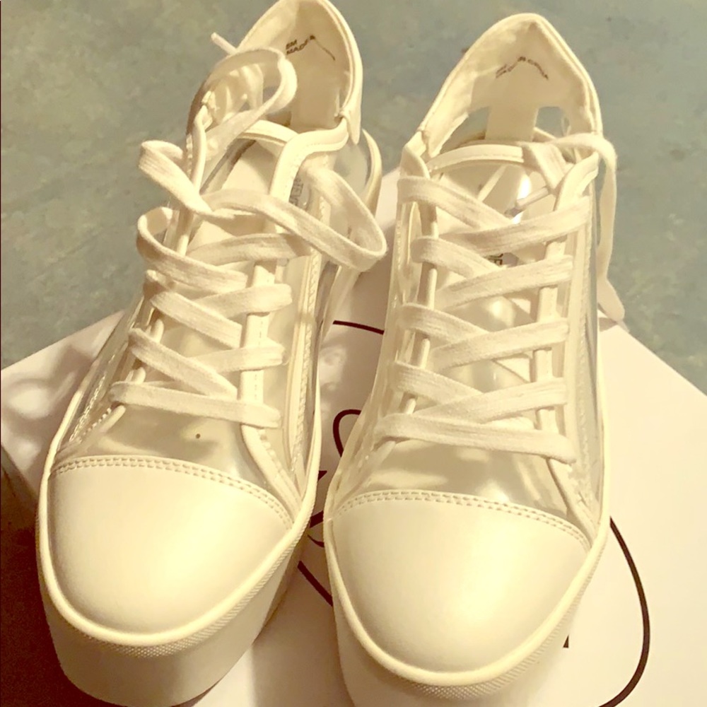 Brand new white clear platform Steve Maddens